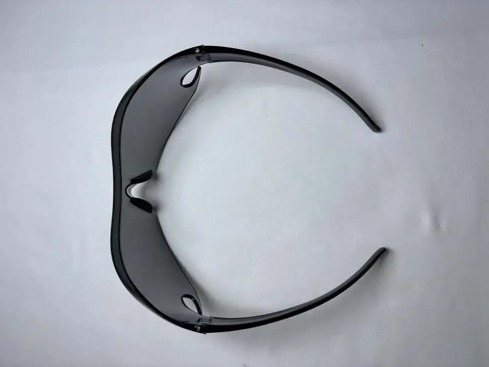 Futuristic Y2K Flame Wrap Around Shield Sunglasses with Bronze Mirror Lens